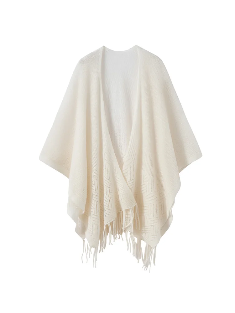 Bohemia Poncho Women's Fringe Shawl Sweater 100% Cashmere Shawl Cardigan Autumn Winter French Fashion Lightweight Wrap Clothing