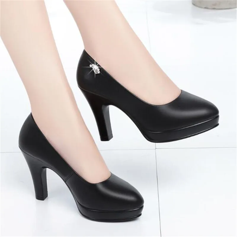 Block Heel Platform Pumps Spring Autumn Women Shoes 2023 Women Buckle Strap High Heels Shoes Ladies Elegant Black Office Shoes