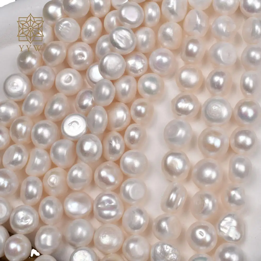 

Keshi Cultured Freshwater Natural Pearl White Round Flat 14-15mm Bead Sold Per 36 Cm Strand For Women Jewelry Making Wholesale