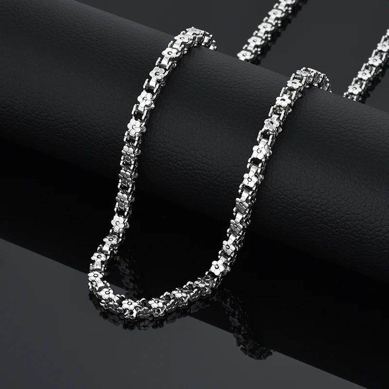 Chunky Gold Chain Necklace Men Embossing 5mm Vintage Party Men Jewelry Wholesale Gold Color Box Chain, Stainless Steel Necklace