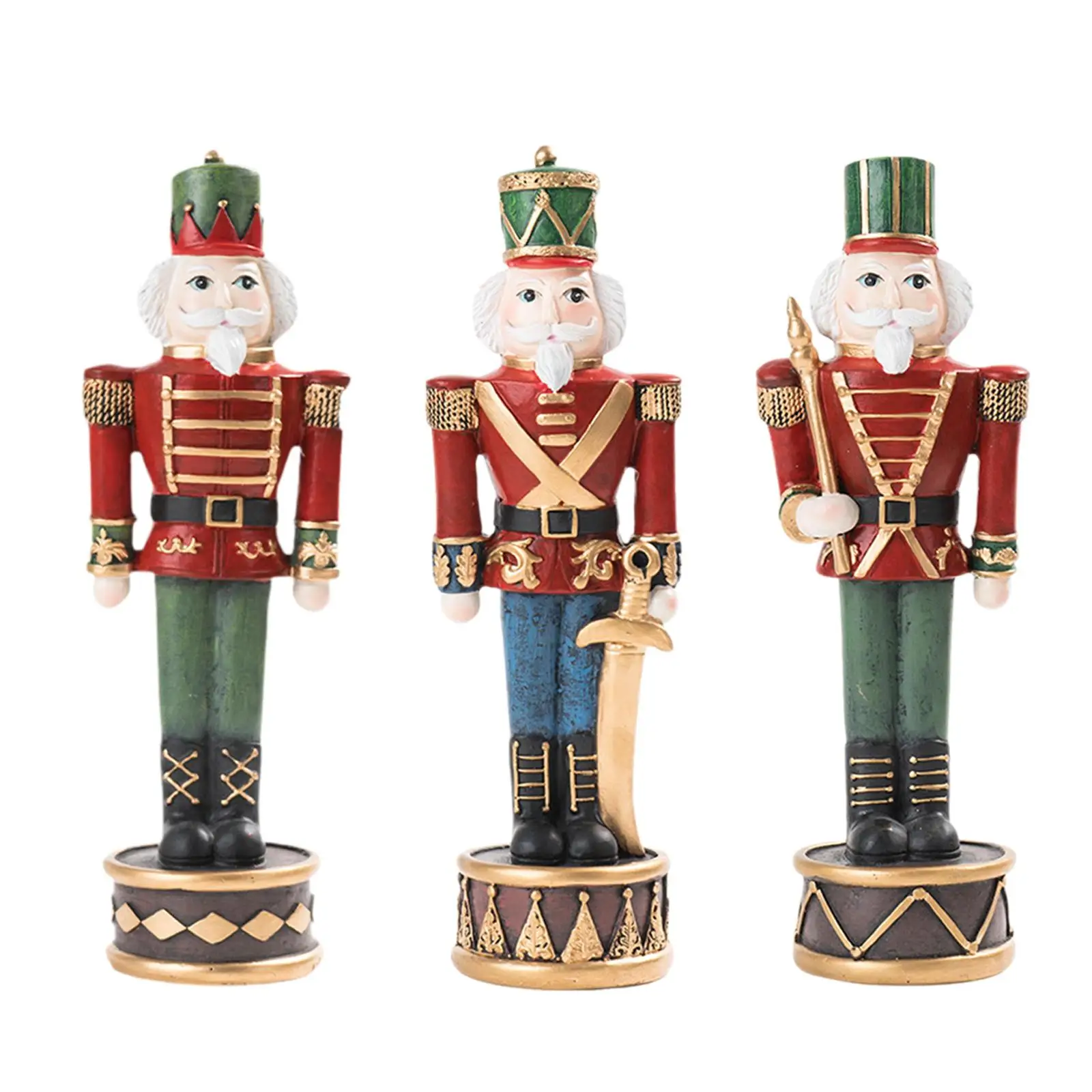 Christmas Nutcracker Figurine Convenient Resin Tabletop Ornament Nutcracker Doll Figure for Home Shelf Table Workbench Bedroom