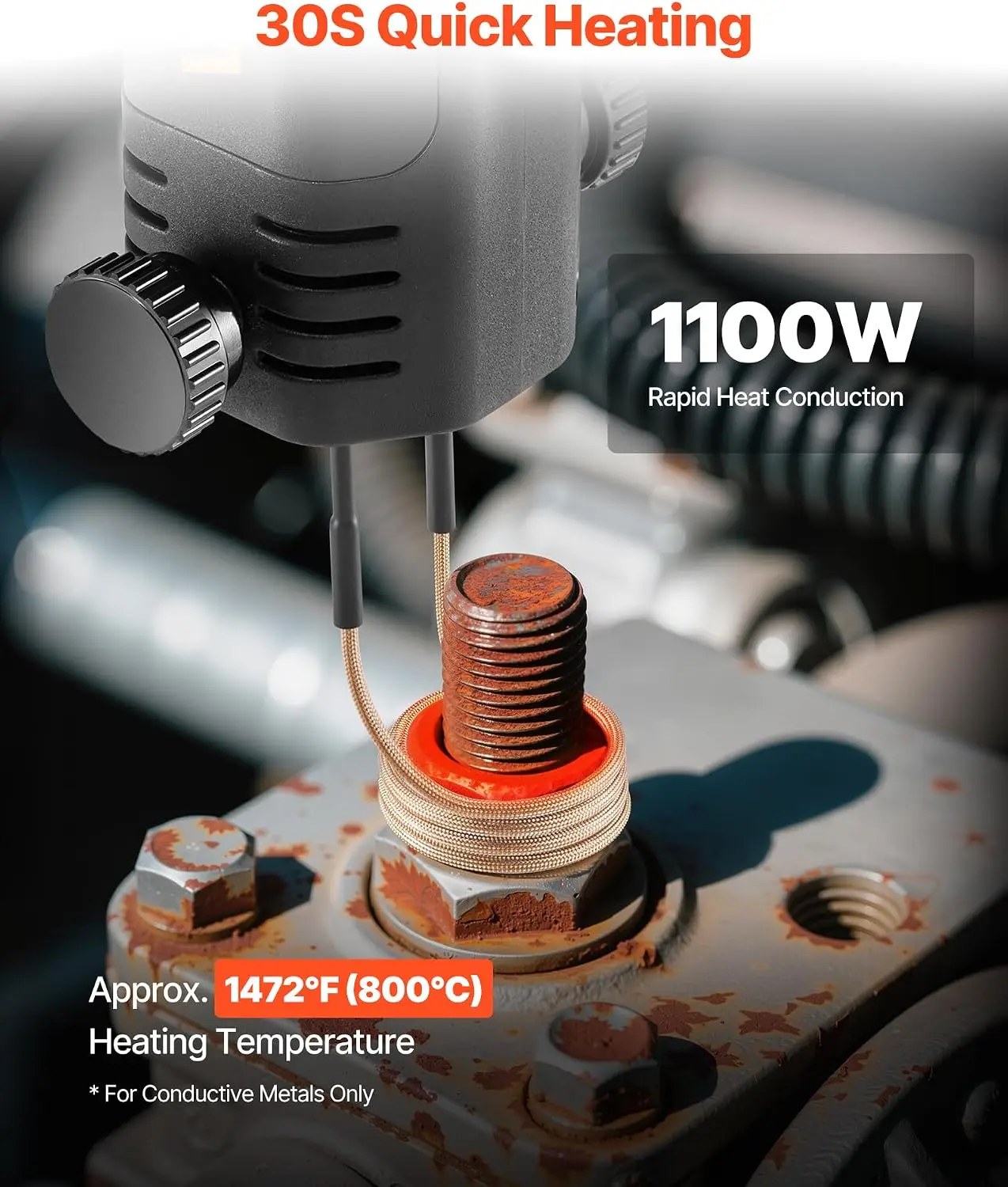 Induction Heater Bolt Removal, 1100W 110V Magnetic Induction Heater Kit, Handheld Nut Buster Tool for Rusty Screw Removing, Car