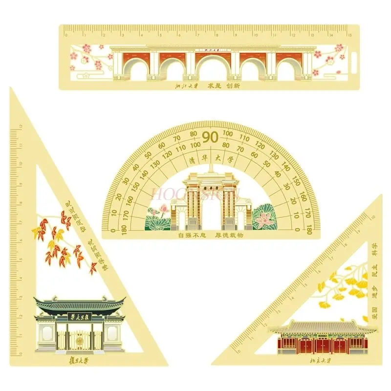 Picture 3: 4pcs/set Creative ruler brass bookmark