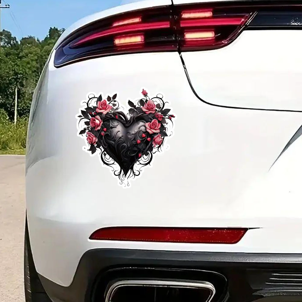 Deep Rose Love Decal, Waterproof Car Sticker, Exterior Decorative Accessories, Used for Motorcycle, Laptop, Window and More