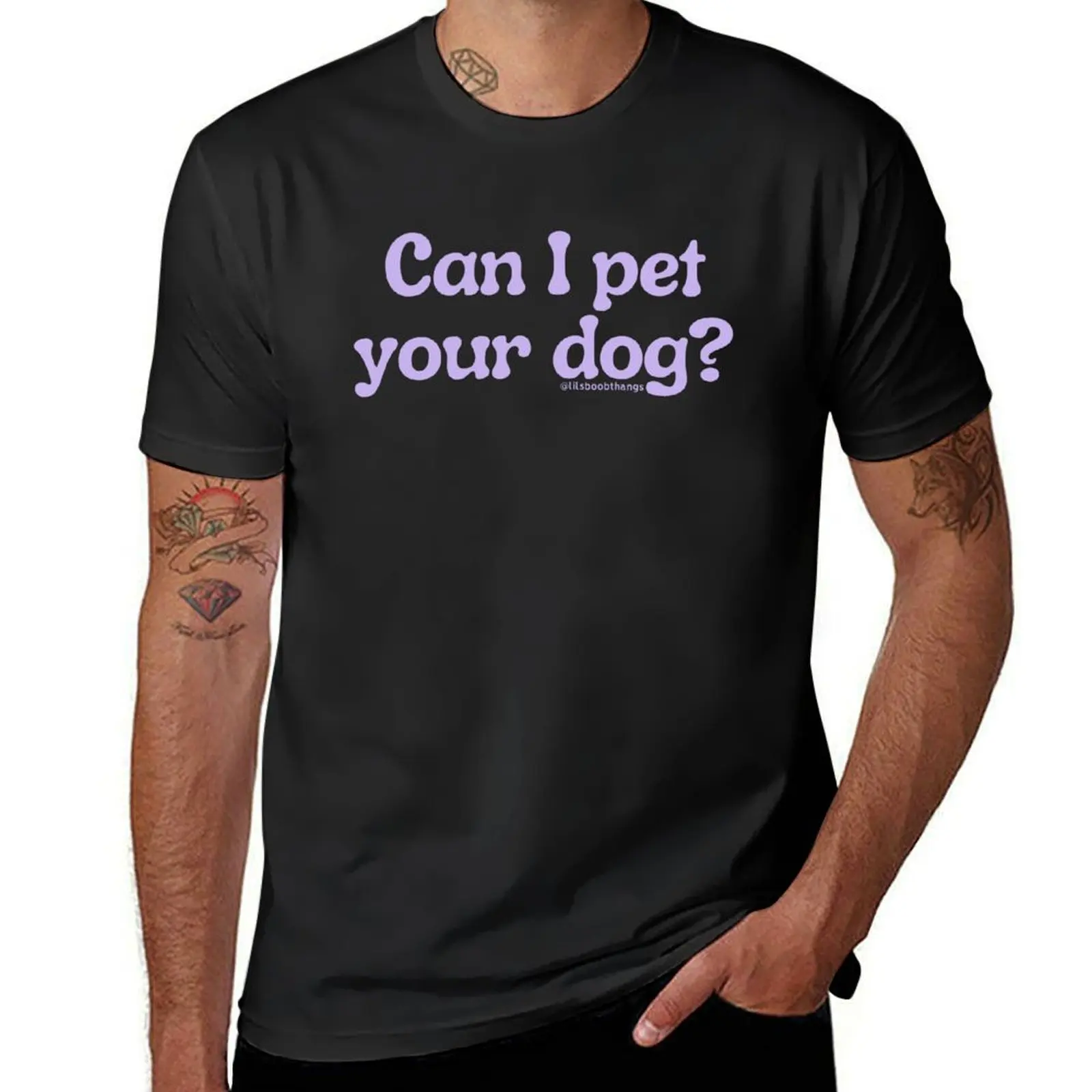 Can I pet your dog?, v6 @lilsboobthangs T-Shirt Blouse oversized customs design your own aesthetic clothes men workout shirt