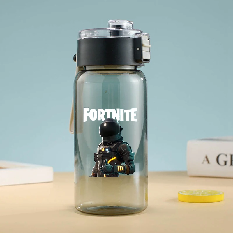 Botella de Agua Transparente Portátil FORTNITE, Taza Deportiva, Taza Práctica, Botella de Agua Esencial para Viajes, Oficina y Aire Libre, Regalo