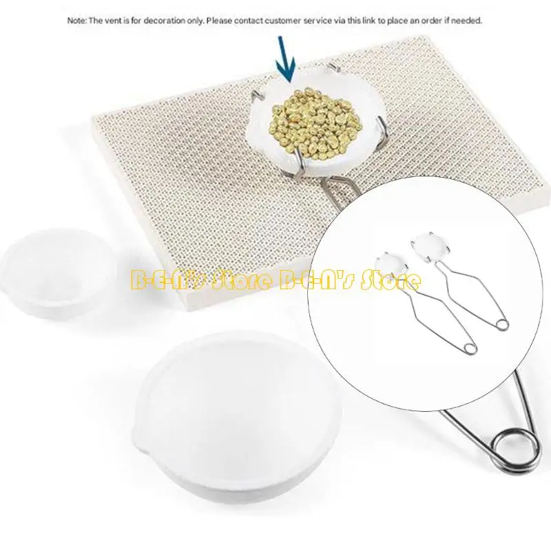 Y1AD Strong Steel And Heatproof Melting Dish Cup Crucible Bowl Combination With Smooth Coating For Efficient Jewelry Crafting