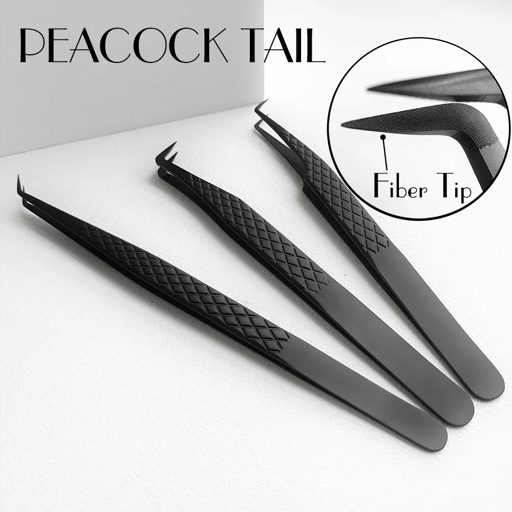 

Fiber Tip False Lash Tweezers Eyelash Extensions Black tweezer perfect close tip of tweezer eyelashes