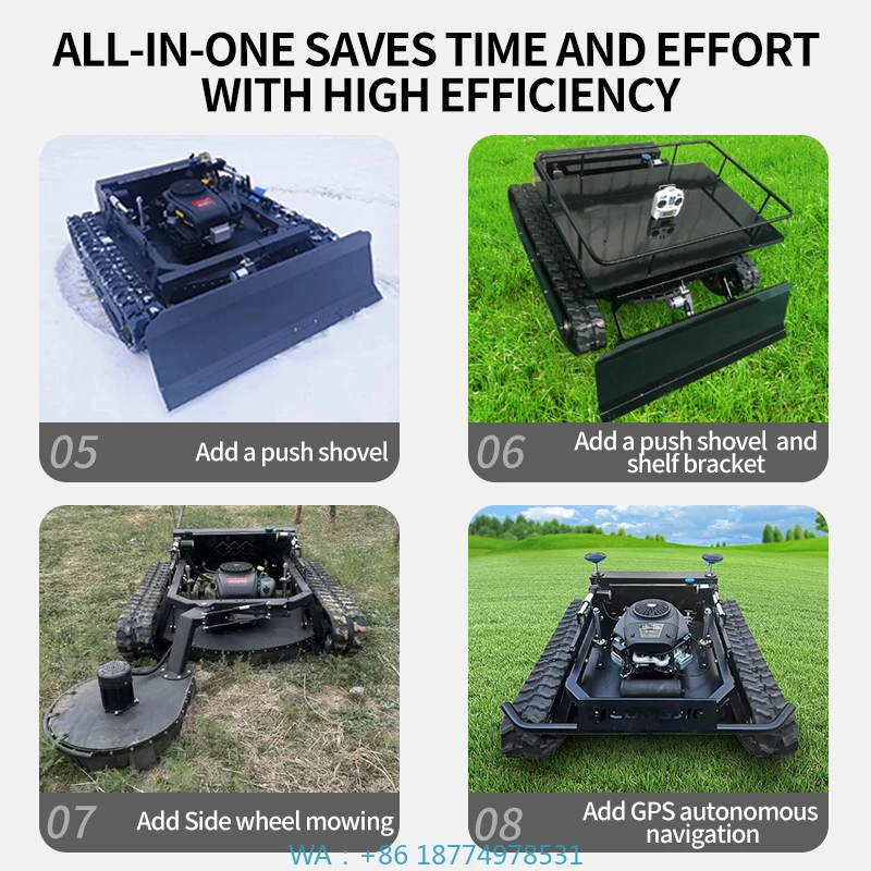 t Lawn Mower Large-Scale Fully Automatic 4-Stroke Cordless FeaturesHigh Quality 764-90A All-Terrain 48V Remote Control Robo