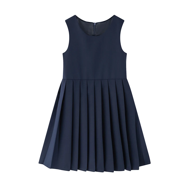 Girl Royal Blue School Uniform Dresses Size 110-170 Students Formal Dresses Brief Style Midi Length Teen Girl Formal Dresses