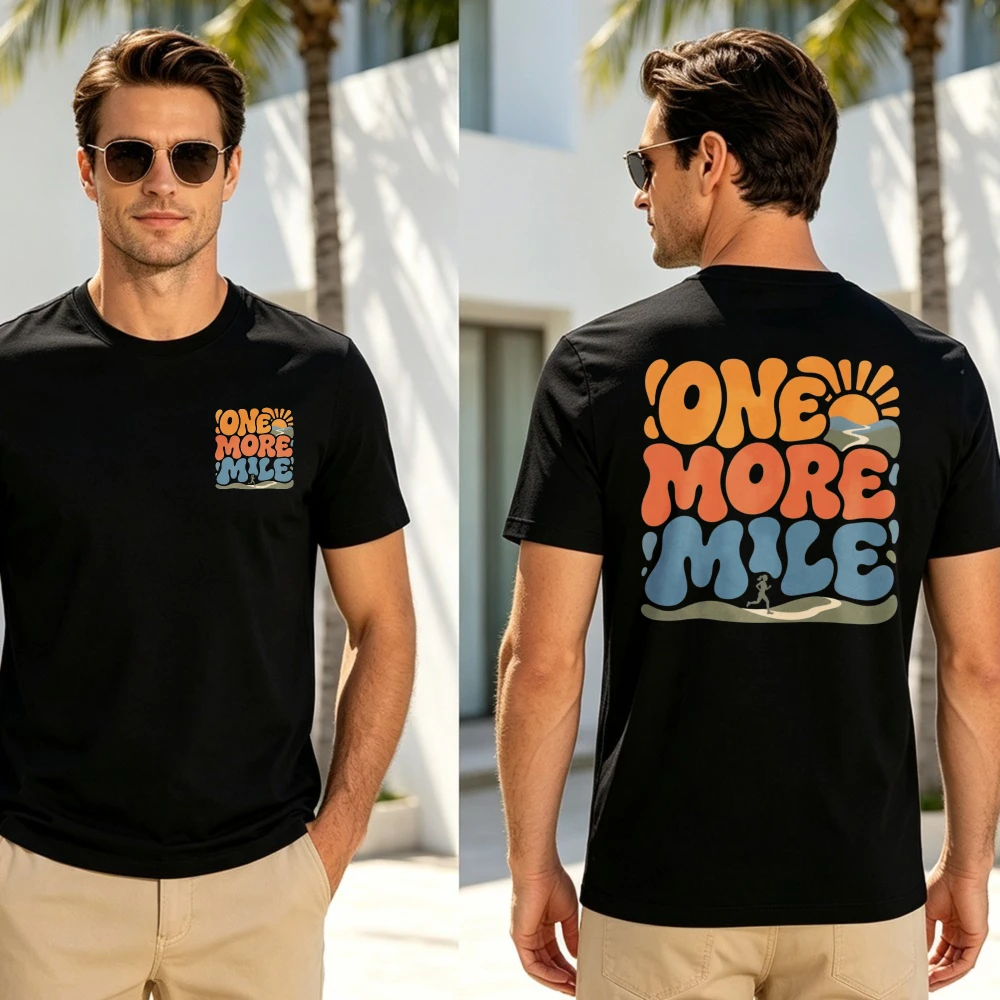 One More Mile T-Shirt Retro Running Tees Marathon Run Club T-Shirt Running Motivation Shirt Cotton Short-sleeve Casual Tees