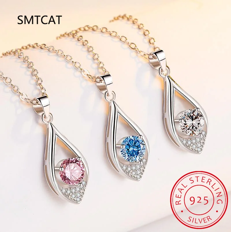 1-5ct Real Moissanite Necklace for Women Sparkling S925 Sterling Silver Jewelry Water Drop Pendant Girls Birthday Gift