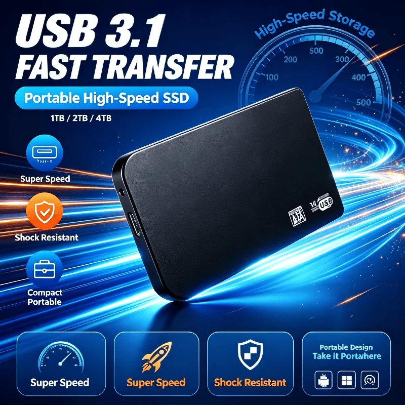 Portable SSD External Hard Drive Fast Transfer High Cost Performance Solid State Drive for PC Mac Laptop Phone Max