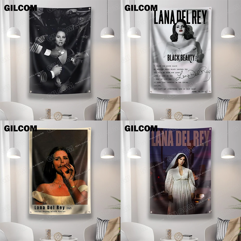 Lana Del Rey Flag Pop Singer Star Music Movie Poster Vintage Tapestry For Party Banner Table Wall Decoration Room Home