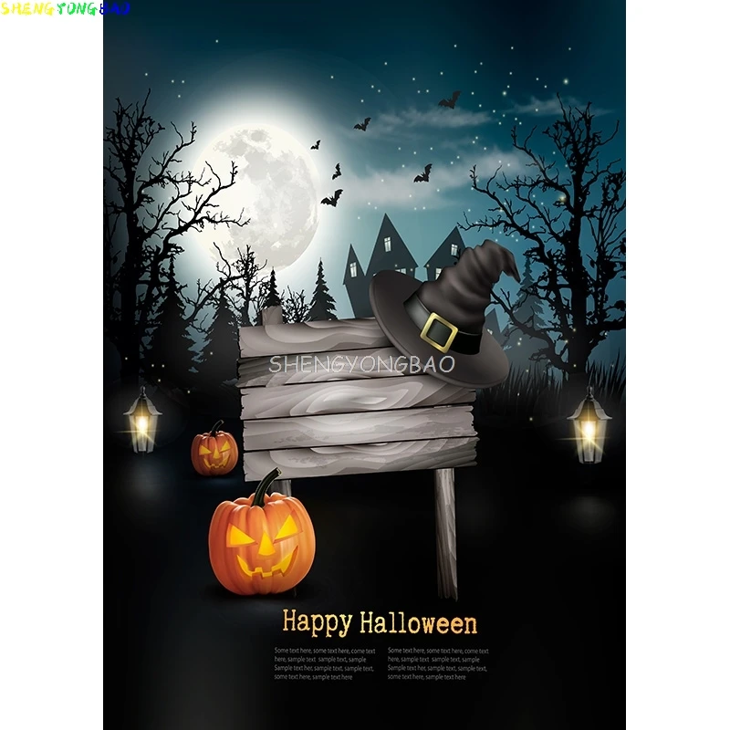 خلفية قلعة حجر القبر للهالوين ، فانوس ، صورة قمر ، تصوير فوتوغرافي ، مستلزمات استوديو الصور ، خلفية اليقطين #6