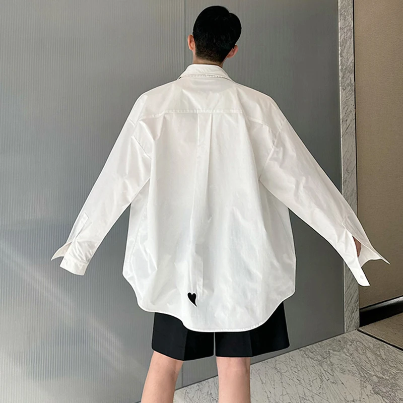 LUZHEN Long Sleeved Shirts Heart-shaped Embroidery Design Original Trendy Personality Elegant Versatile Casual Men Tops LZ6823