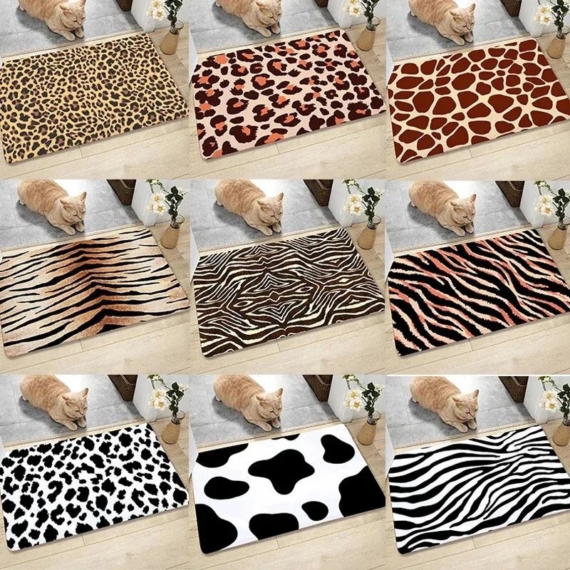 Fashion Animal Leopard Pattern Door Mat Zebra Cow Deer Print for Bedroom Carpet Soft Carpets Rug Entrance Anti-slip Floor Mats
