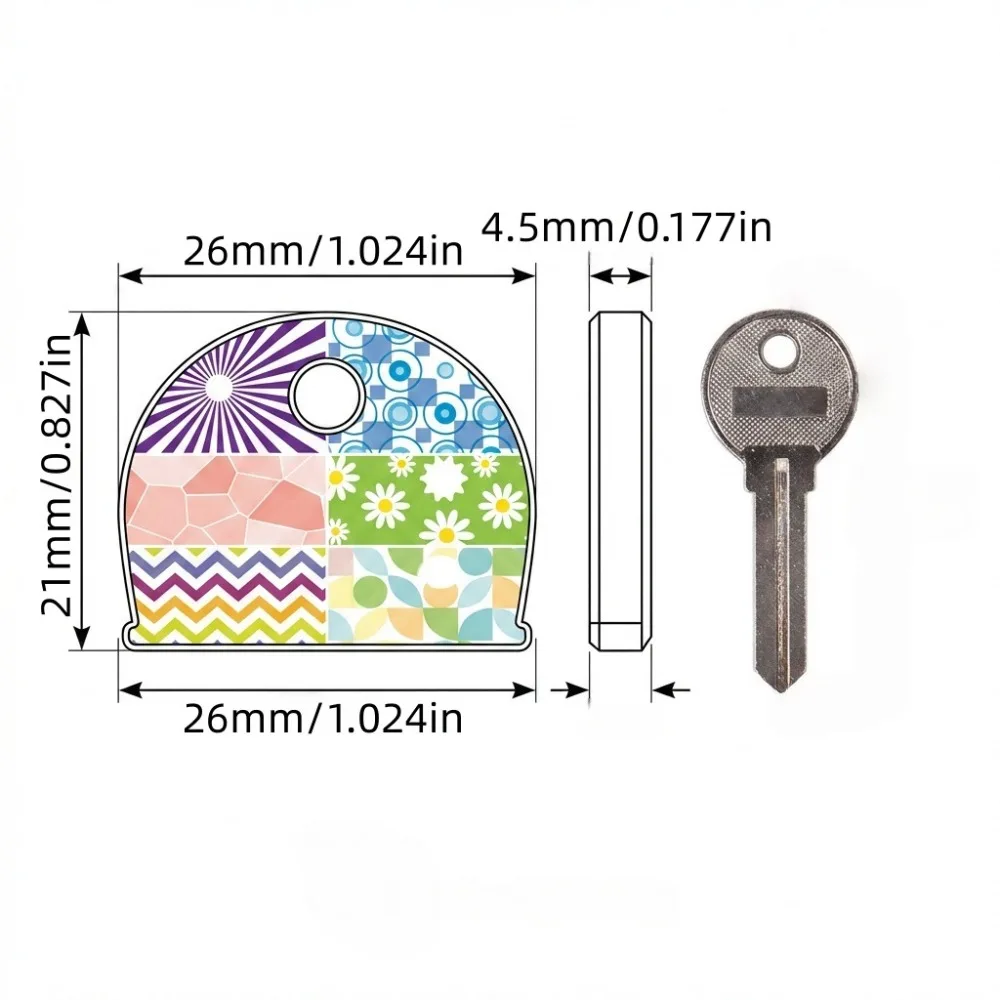 6Pcs Silicone Key Identifier,Round Flower Line Pattern,Non Slip Key Protective Cover,Durable Key Chain Accessory for Household image 4