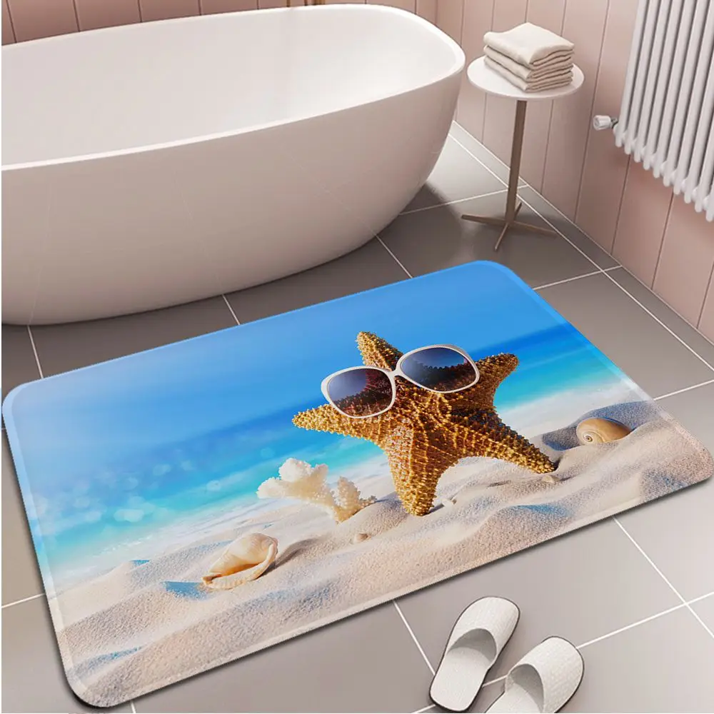 Ocean Beach Starfish Long Rugs Nordic Style Home Doormat Bathroom-Toilet Mats Bedroom Bedside Area Rugs