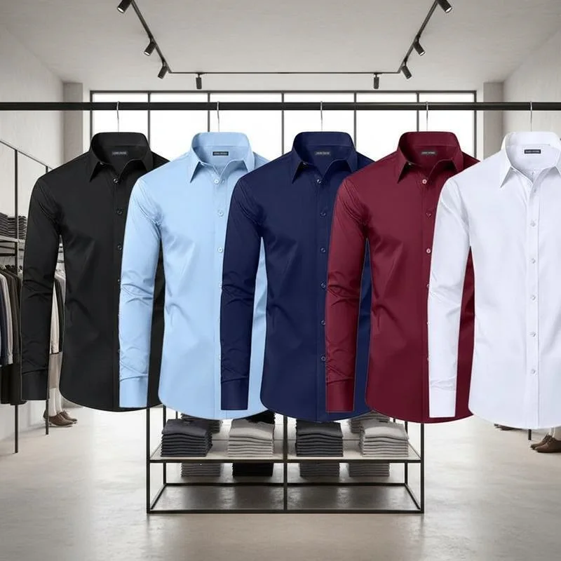 

NonIron Stretch Business Shirt Cross-Border Short Sleeve Pure Color Uniforms for Women Resistant to Deformation