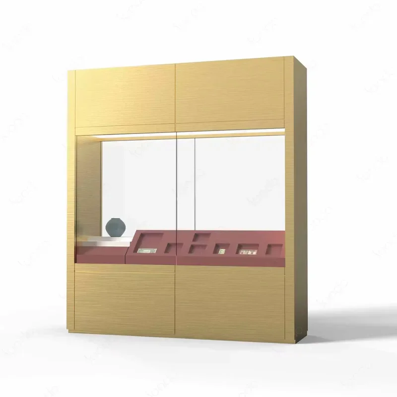for  Modern Wall Mounted Solid Wood LED Display Cabinet Environmental Protection Museum Exhibition Showcase