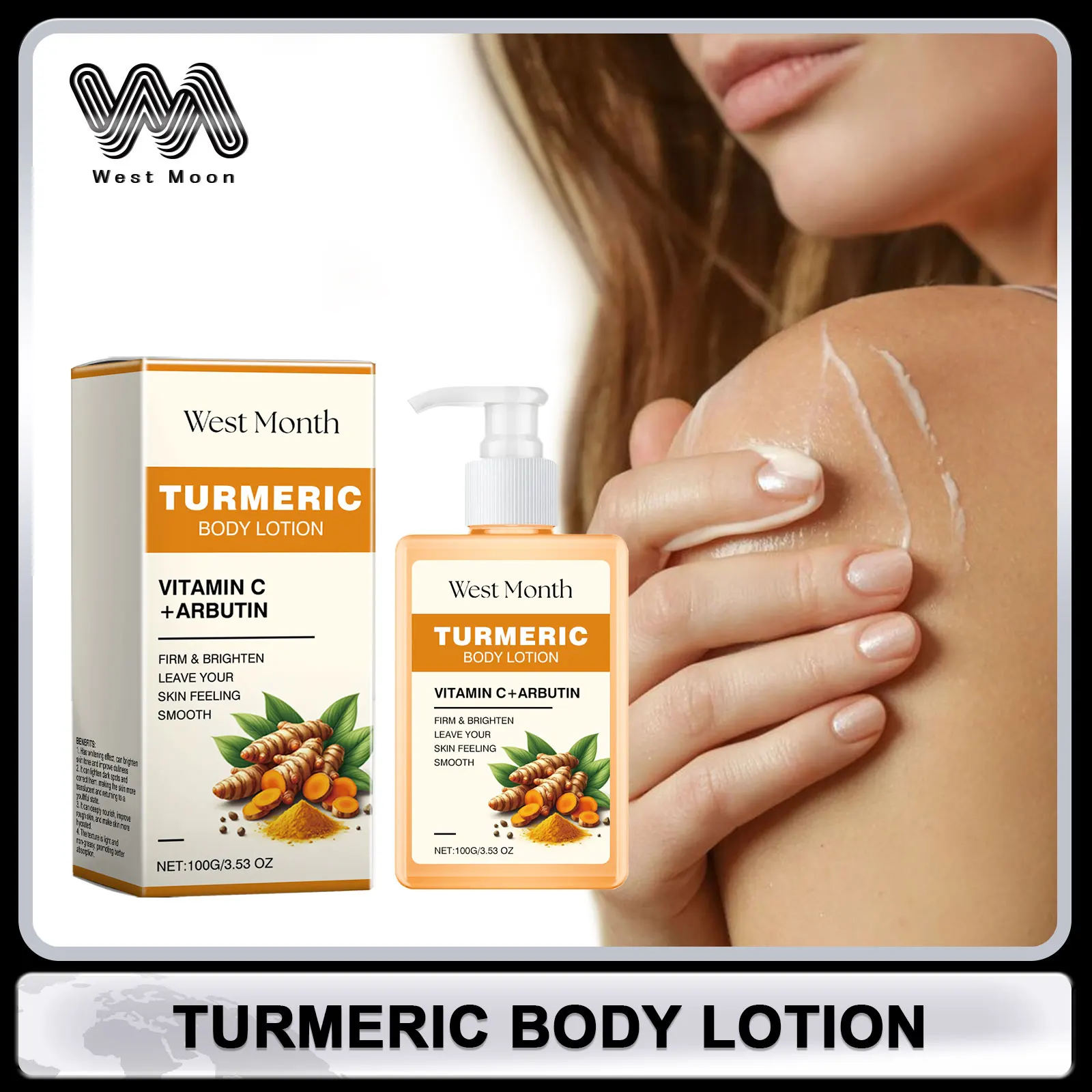 Turmeric Body Lotion Brightening Skin Radiance Rejuvenating Cream Improve Dullness Even Skin Tone Moisturizing Body Care Product