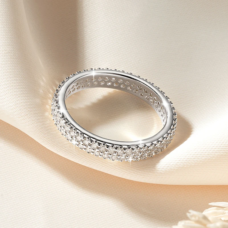 Lnkry Cincin Keabadian Moissan - Moissanite Eternity Band Ring Stackable ulasan dan harga