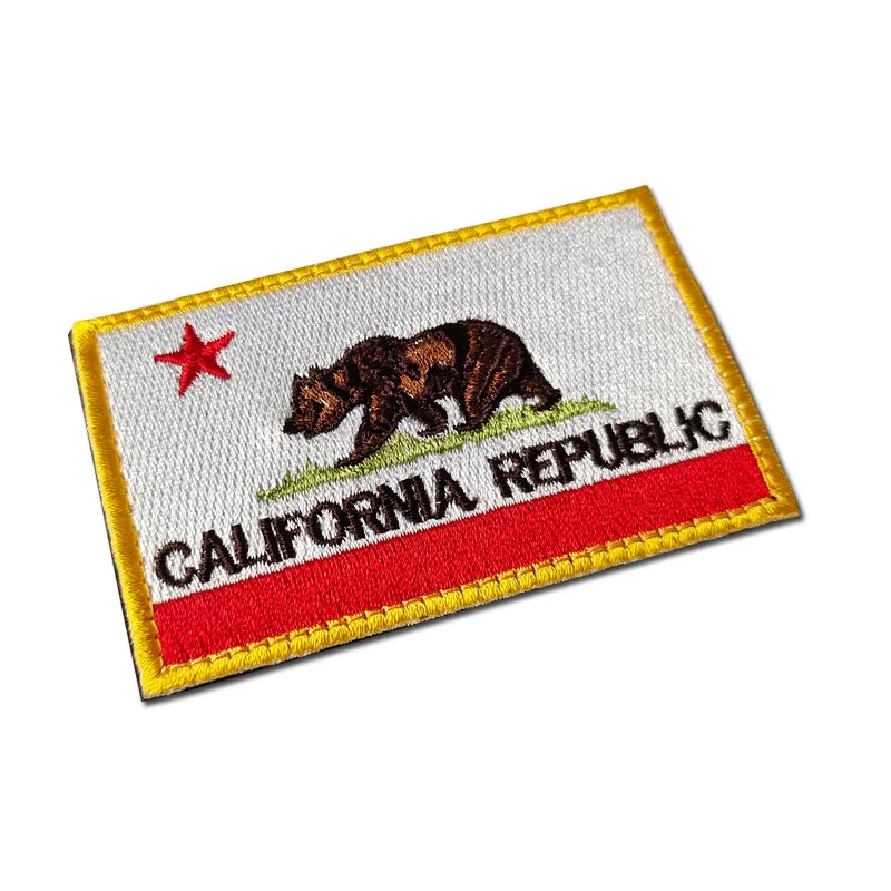 USA Flag Embroidery Patch California Bear Badge Tactical Military Patches Army Backpack Cloth Decoration