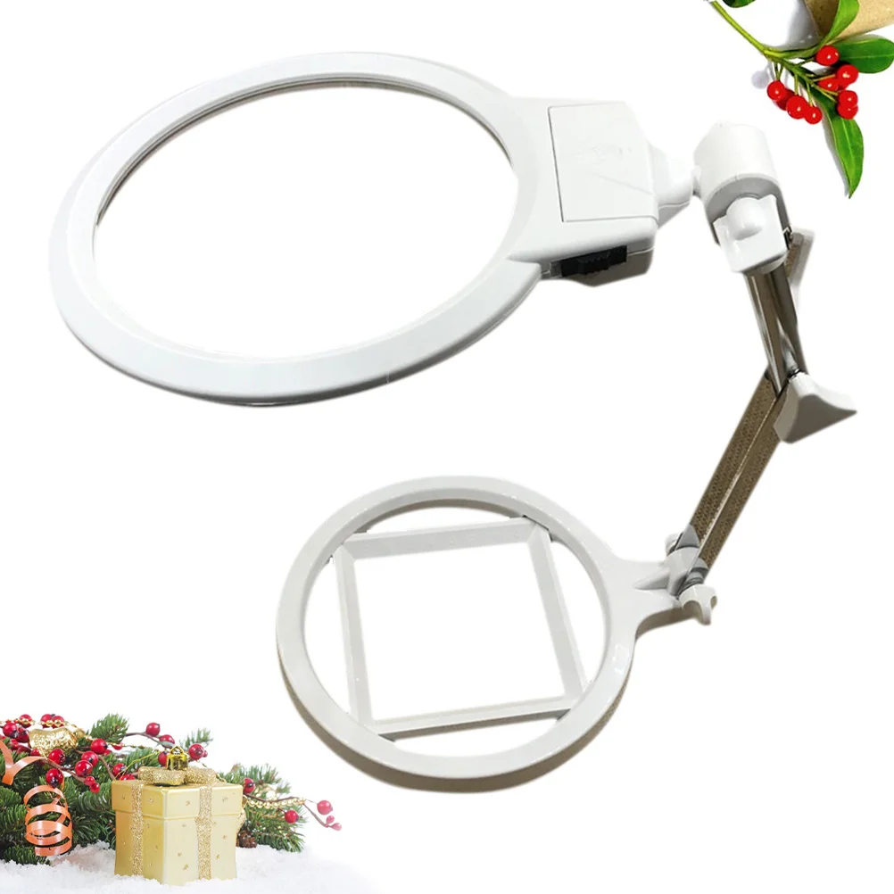 

25X 130Mm 5X 25Mm Foldable Magnifying Lamp LED Light Versatile Desktop Stand for Reading Inspection Crafts Jewelry Design White