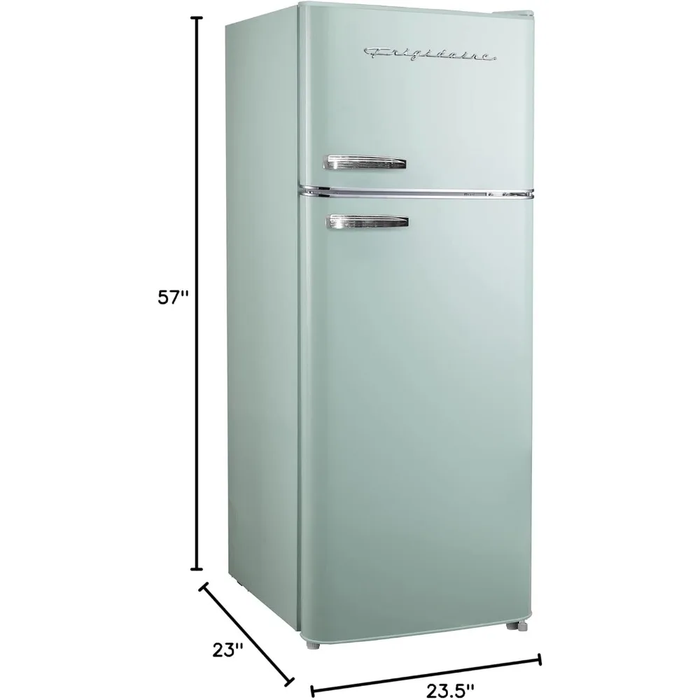 2 Door Apartment Size Refrigerator with Freezer, 7.5 cu ft, Retro, Mint