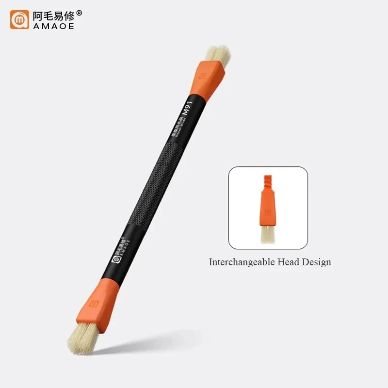 AMAOE Replaceable Dual Heads Anti-Static Brush for Mobile Phone Computer Motherboard Dust Removal Cleaning Tool