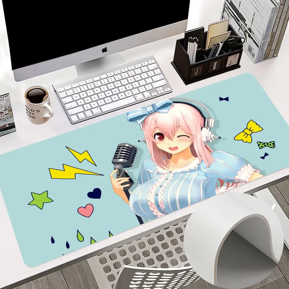 S-Super S-Sonico Mouse Pad 900x400mm Keyboard PC Desk Pads HD Printing Computer Double 900x400mm Sided Leather Non-slip PU Mouse