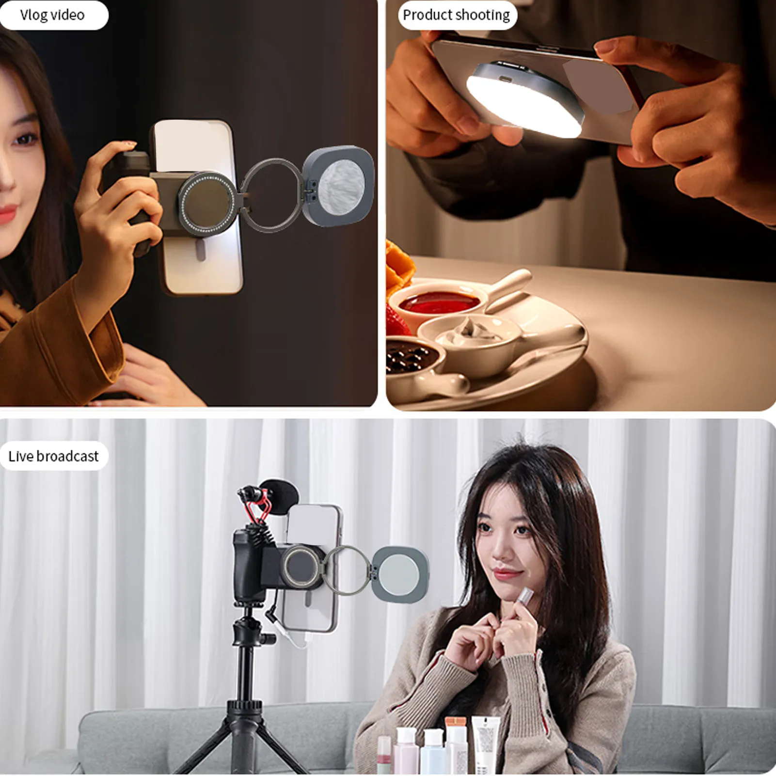 Phone Video Light 3200K To 8500K Phone Light Magnetic Retractable Extension Rod Type C Rechargeable Portable Foldable for Vlog