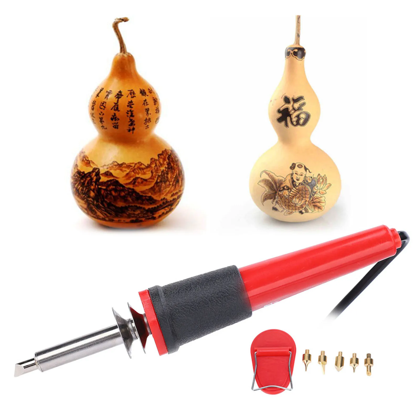 

Electric Soldering Iron Set Wood Burning Pen Engraving Carving Pyrography Tool 40WUS Plug AC110V