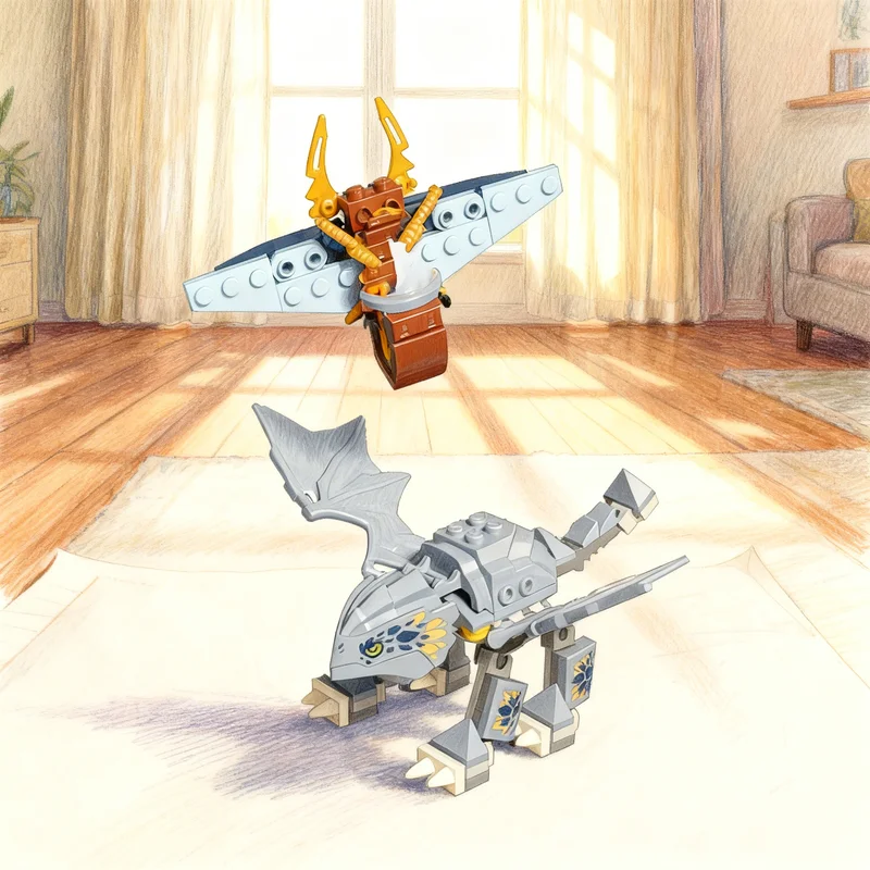 

126pcs MOC Baby Riyu And Ninja Glider Ninjia Model Building Blocks Creative DIY Gift Display Decor Assemble Premium Adult Kids