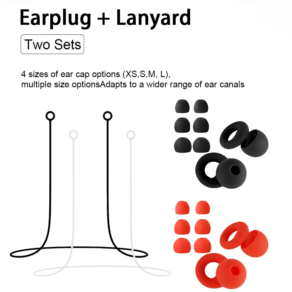 Ear Plugs For Daily Use 2 Pairs Silicone Earplugs With Silicone Lanyard Skin Friendly Noise Suppression Waterproof Ear Protectio