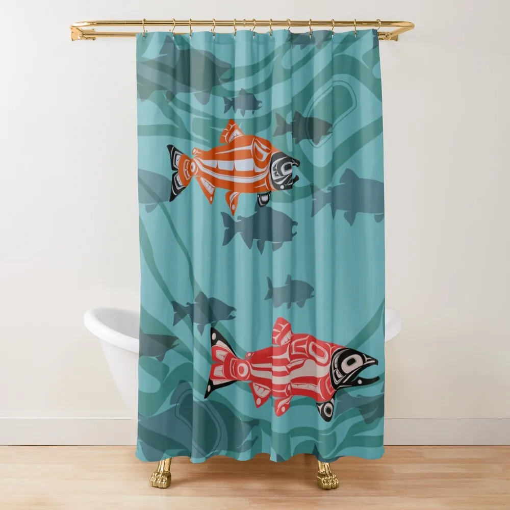

Almost There Salmon Shower Curtain Funny Shower Waterproof Fabric Shower Elegant Bathroom Transparent Bathroom Curtain