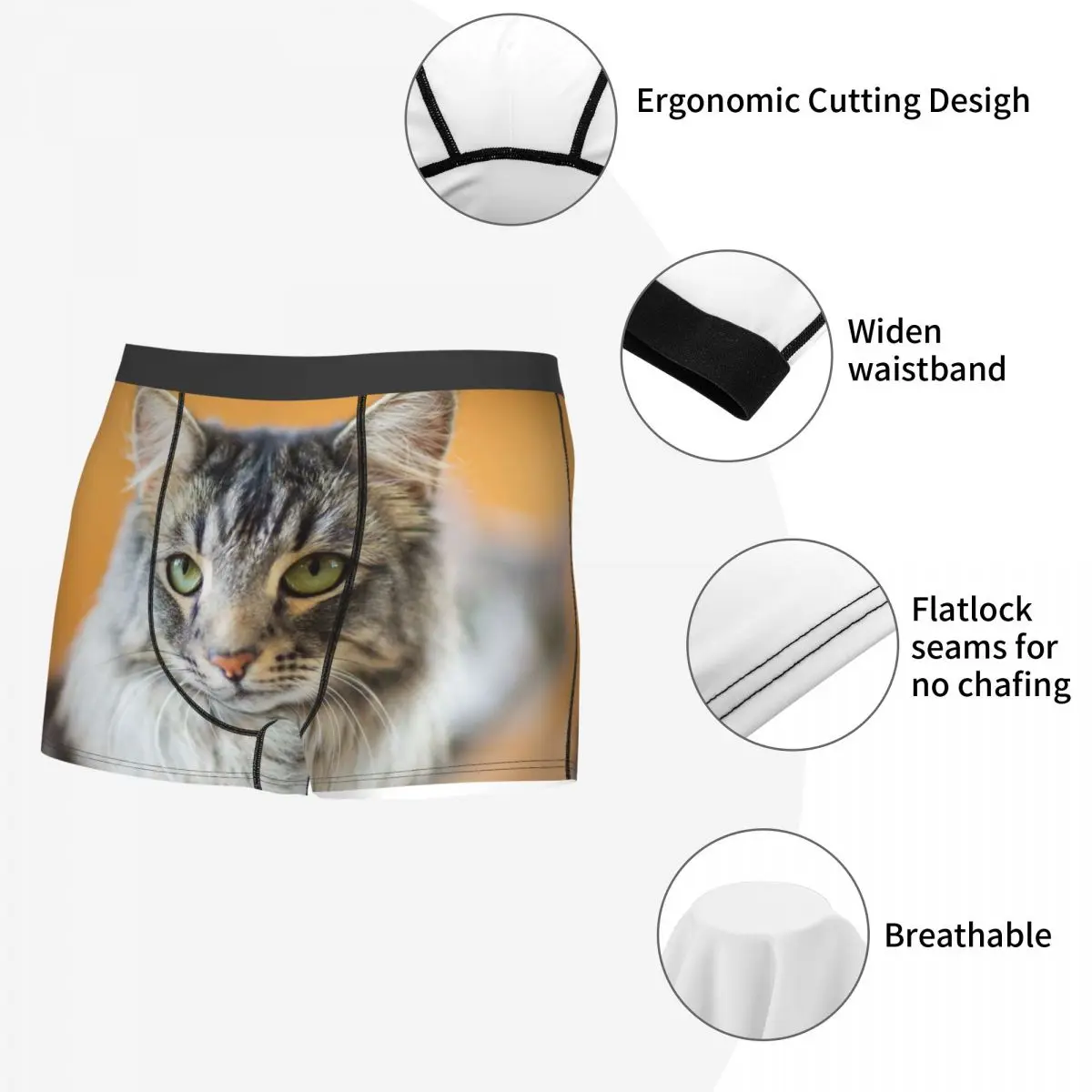 Cuecas Cat Breed Boxer para homens, cuecas altamente respiráveis, shorts grandes estampados, ideia de presente de alta qualidade