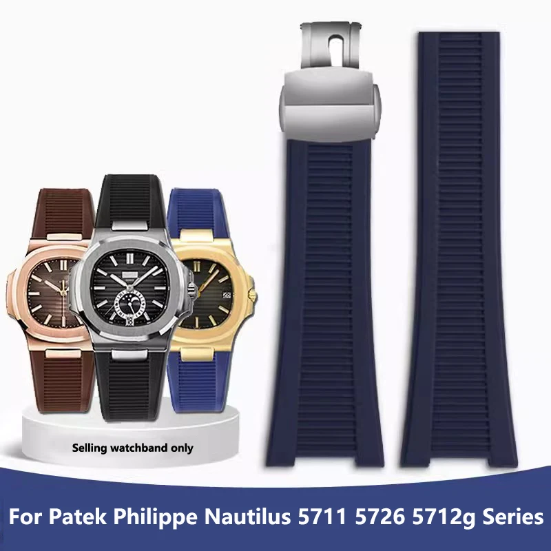 Premium-Grade Silicone Rubber Watchband For Patek Philippe Nautilus Series 5711 5712 5980 Waterproof Watch Strap Male Bracelet