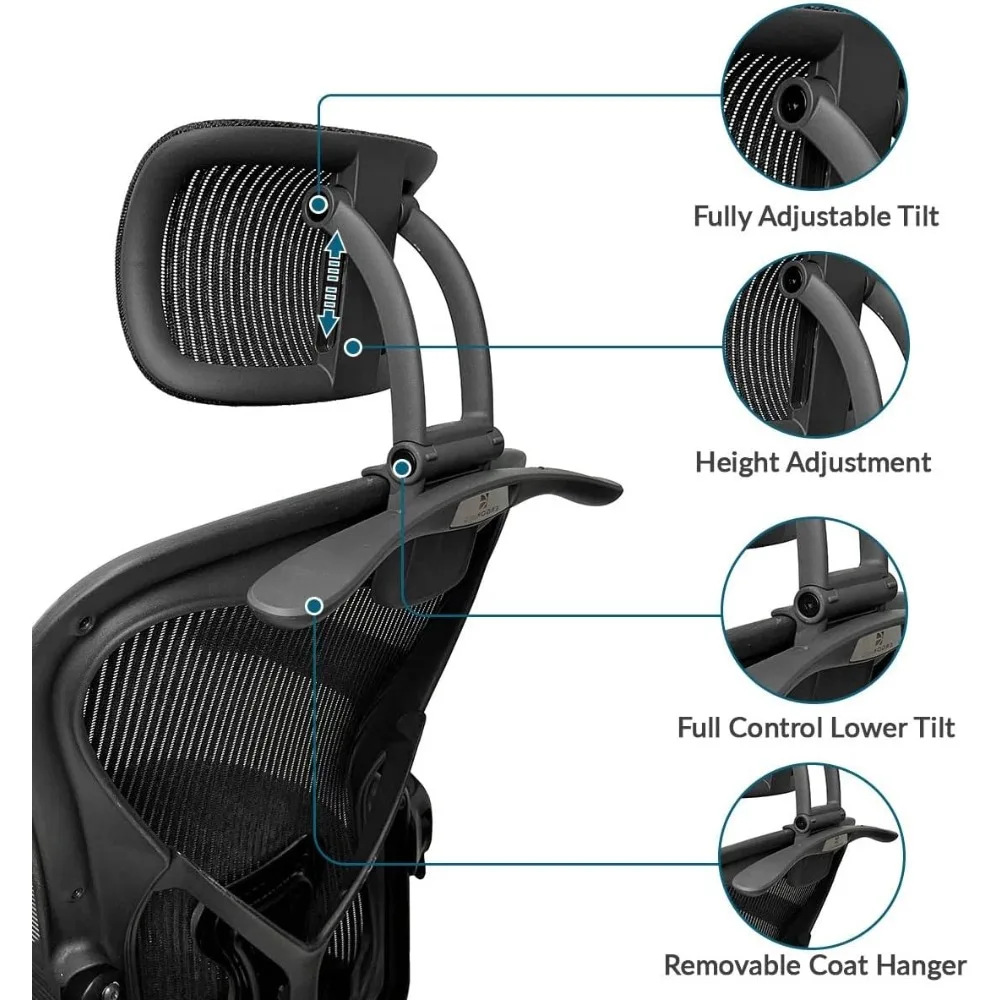 مرفق مسند رأس بارتفاع وإمالة قابل للتعديل بالكامل، شماعة معطف قابلة للإزالة، متوافقة مع كرسي Aeron، متوفر في ألوان مختلفة #2
