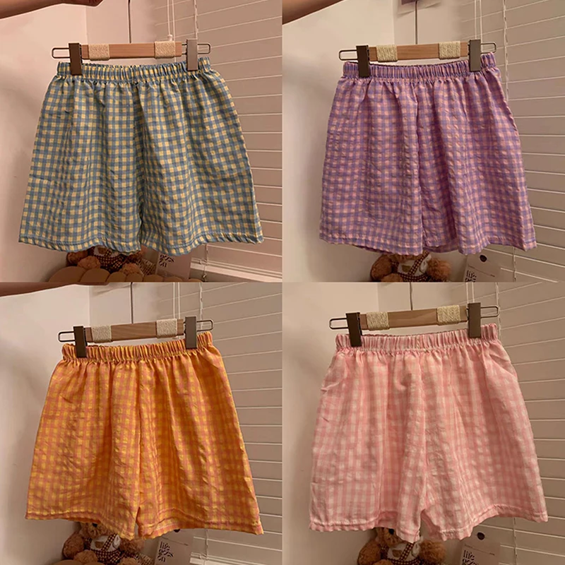 新しい夏のショートパンツパジャマ綿女性ショーツ女性のボトムスソフトパンツチェック柄プリントルーズパンツレディースパジャマパンツ