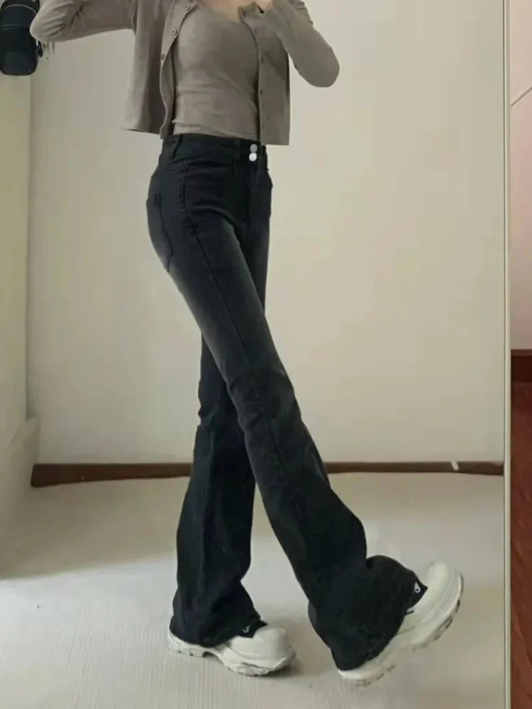 Flare Jeans Women Korean Fashion High Waist Slender Retro Spicy Female All-match Casual Daily Streetwear Attractive Summer Chic