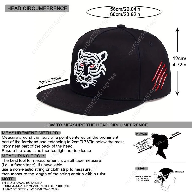الرجال النمر رئيس الجانب مخلب علامة التطريز الهيب هوب قبعة الرياضة في الهواء الطلق قابل للتعديل حماية من الشمس قبعة عادية مناسبة للربيع و