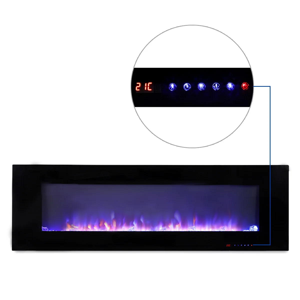 Luxury 60 Inch Wall Mounted Electric Fireplace Heaters Decor Real Flame Fashionable Appearance Indoor Fireplace Led Flame