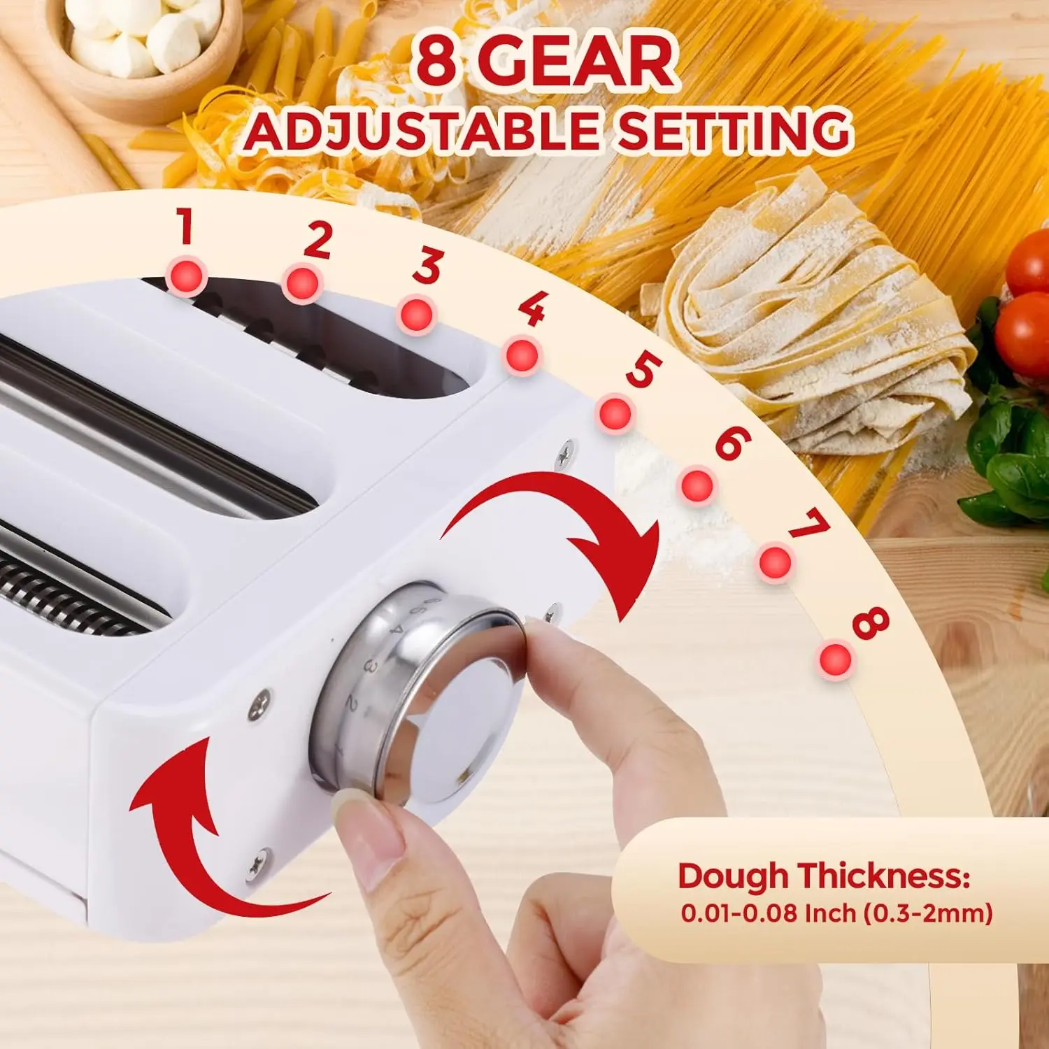 Pasta Attachment for KitchenAid Stand Mixer, 3-1 Pasta Maker Machine Included Pasta Sheet Roller, Spaghetti Cutter, Fettuccine C