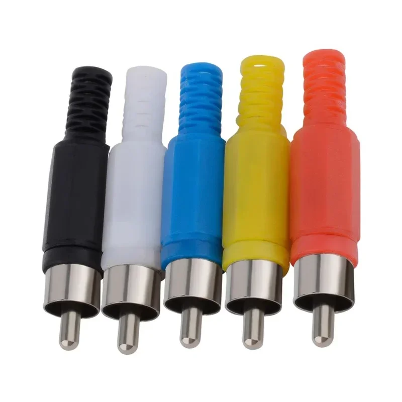 RCA Male Solder Plug, Plastic Housing AV Connector, Red Black White for Car Audio, Home Theater, DIY Cable Assembly