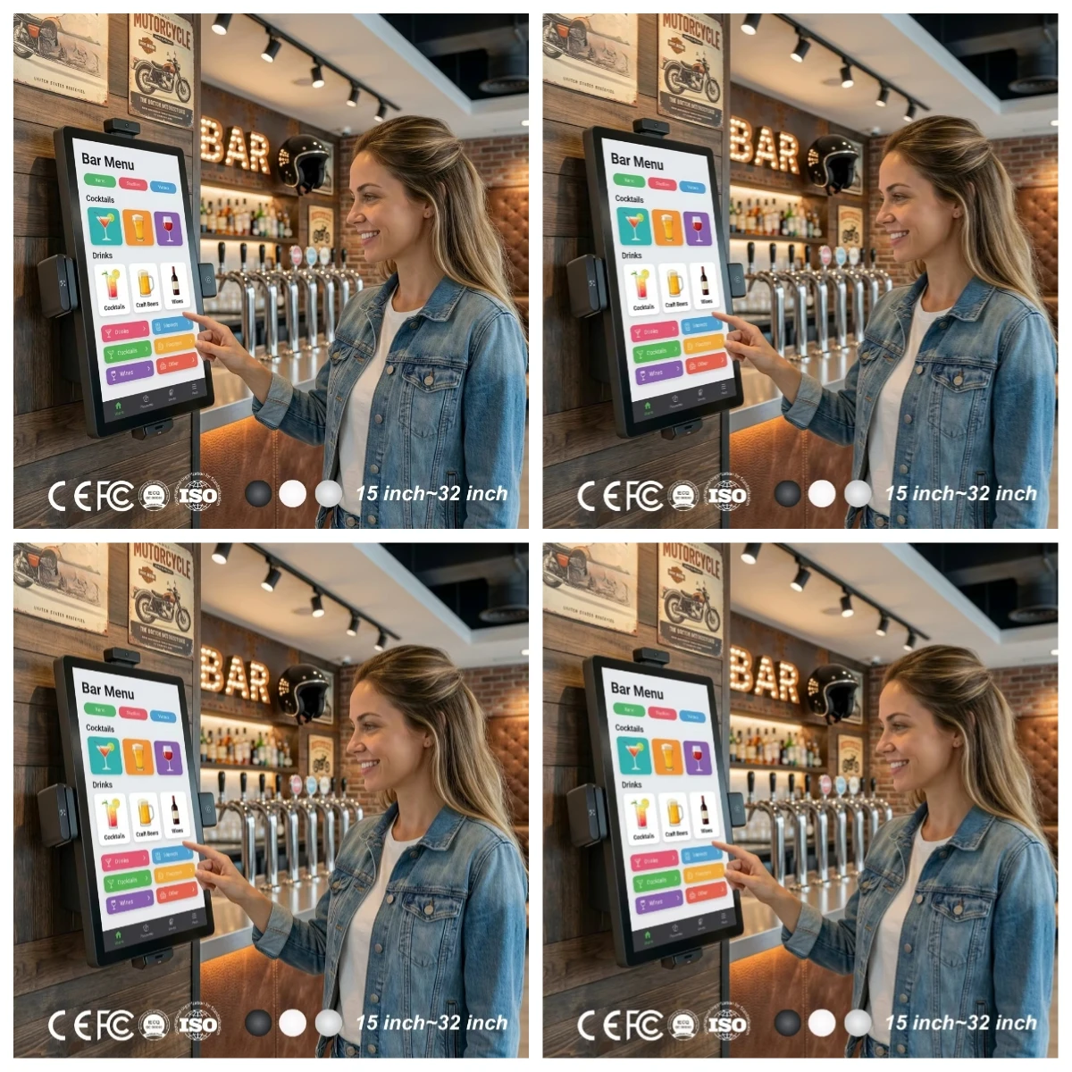 27 Inch Android 15 Payment Kiosks Bar Wall Mount QR Scanner POS Solution Ordering