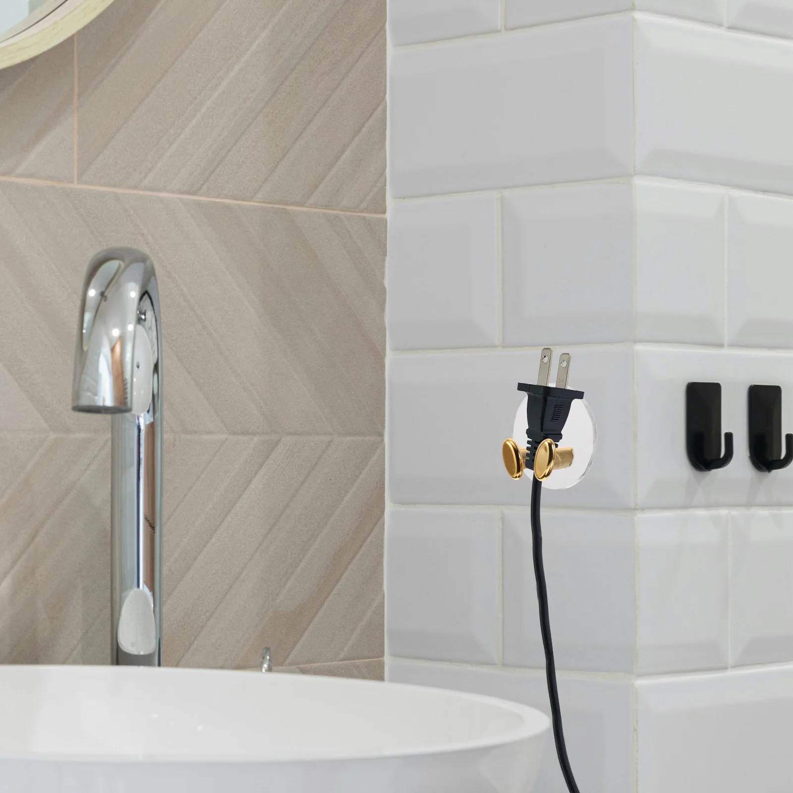 

4Pcs Universal Hook Holder No Drill Adhesive Cable Clips Power Plug Socket Organizer Clear Hooks for Walls Kitchen Bathroom