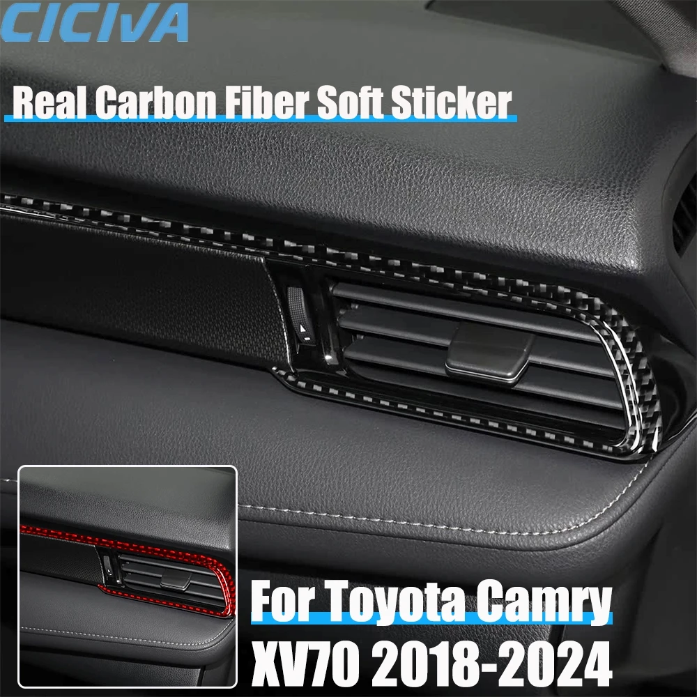 

Real Carbon Fiber Car Accessories Passenger Strip Cover Soft Sticker For Toyota Camry XV70 2018 2019 2020 2021 2022 2023 2024