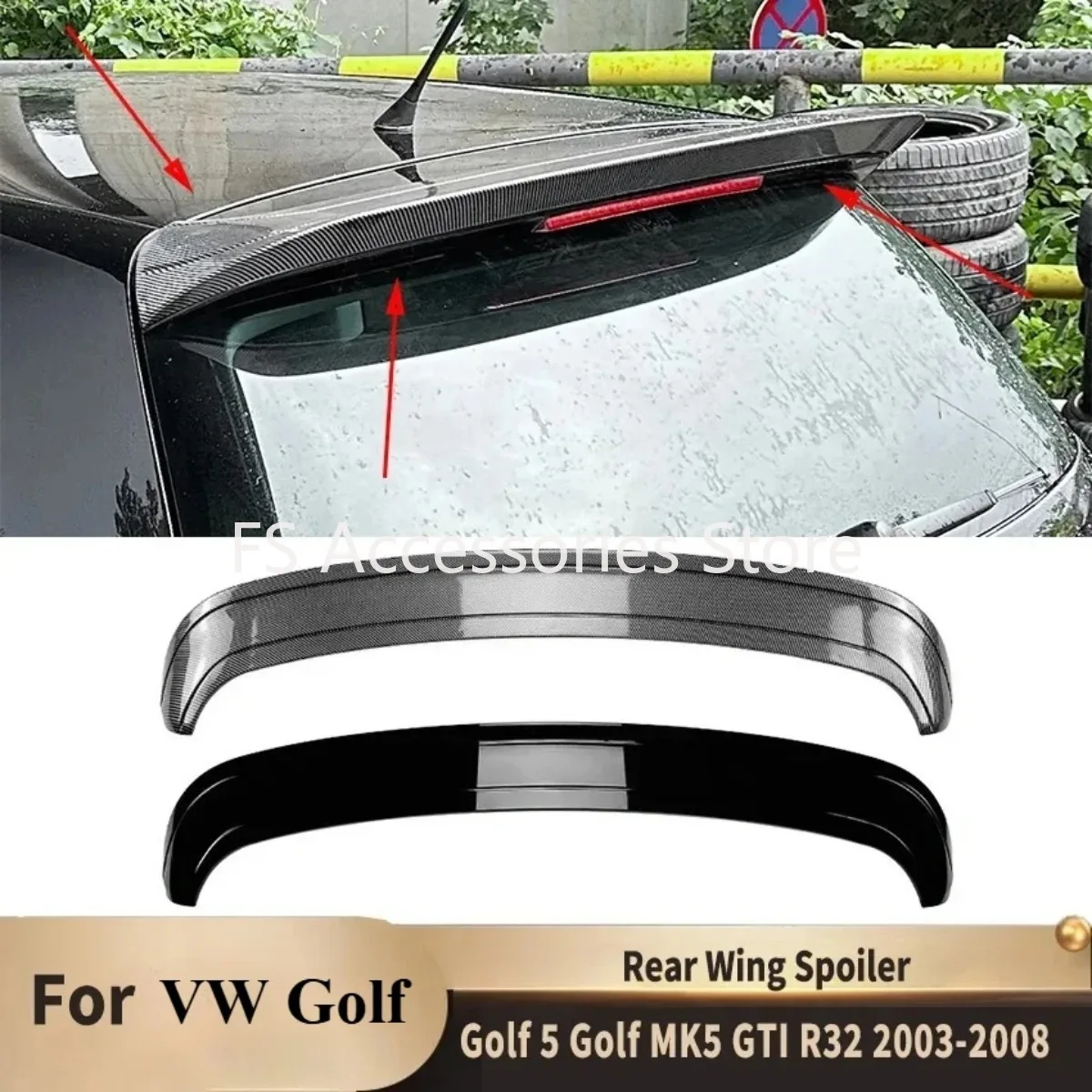 

For Volkswagen Golf 5 Golf MK5 GTI R32 2003-2008 Tail Wing Fixed Wind Spoiler Rear Trunk Rear Spoiler Body Modification Kit
